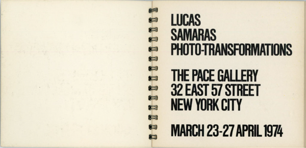 LUCAS SAMARAS. PHOTO-TRANSFORMATIONS BOOKLET