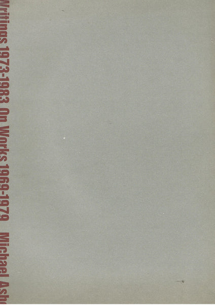Cover image of Michael Asher Writings 1973-1983 on Works 1969-1979