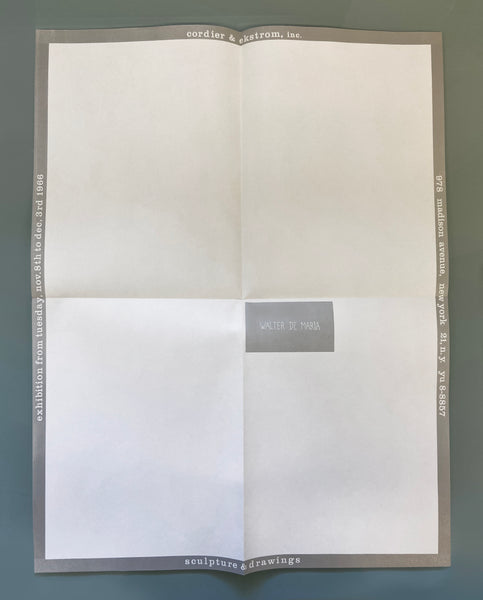 WALTER DE MARIA: CORDIER & EKSTROM POSTER 1966 MUSEUM MOUNT
