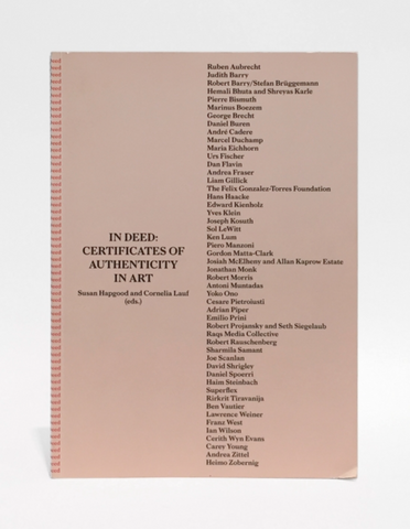 IN DEED: CERTIFICATES OF AUTHENTICITY IN ART